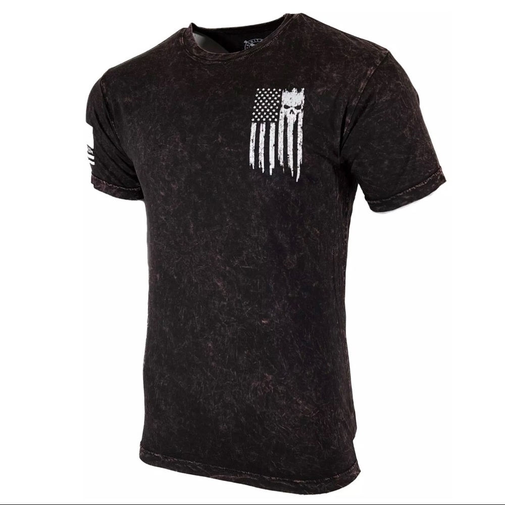Howitzer Style Men's T-Shirt PATRIOT TORN Black Lava Wash Military Grunt - Picture 8 of 15
